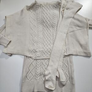 Girls GAP Cable Knit Sweater Dress, Hooded Poncho & Leggings Outfut Set Size S